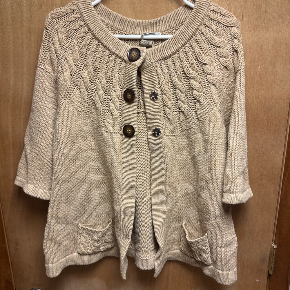 RUFF HEWN Women's Beige Cable Knit Sweater Size L
